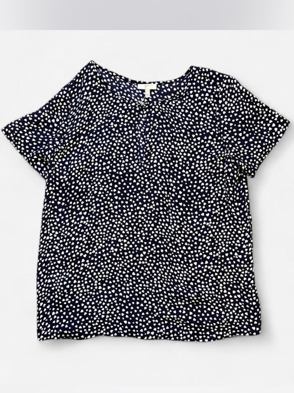 Joie white navy heart print 100% silk top size M